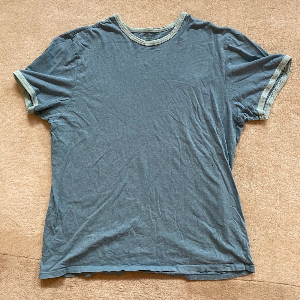 Banana Republic Mens Fitted Crew Ringer T-Shirt Blue 100% Cotton XL